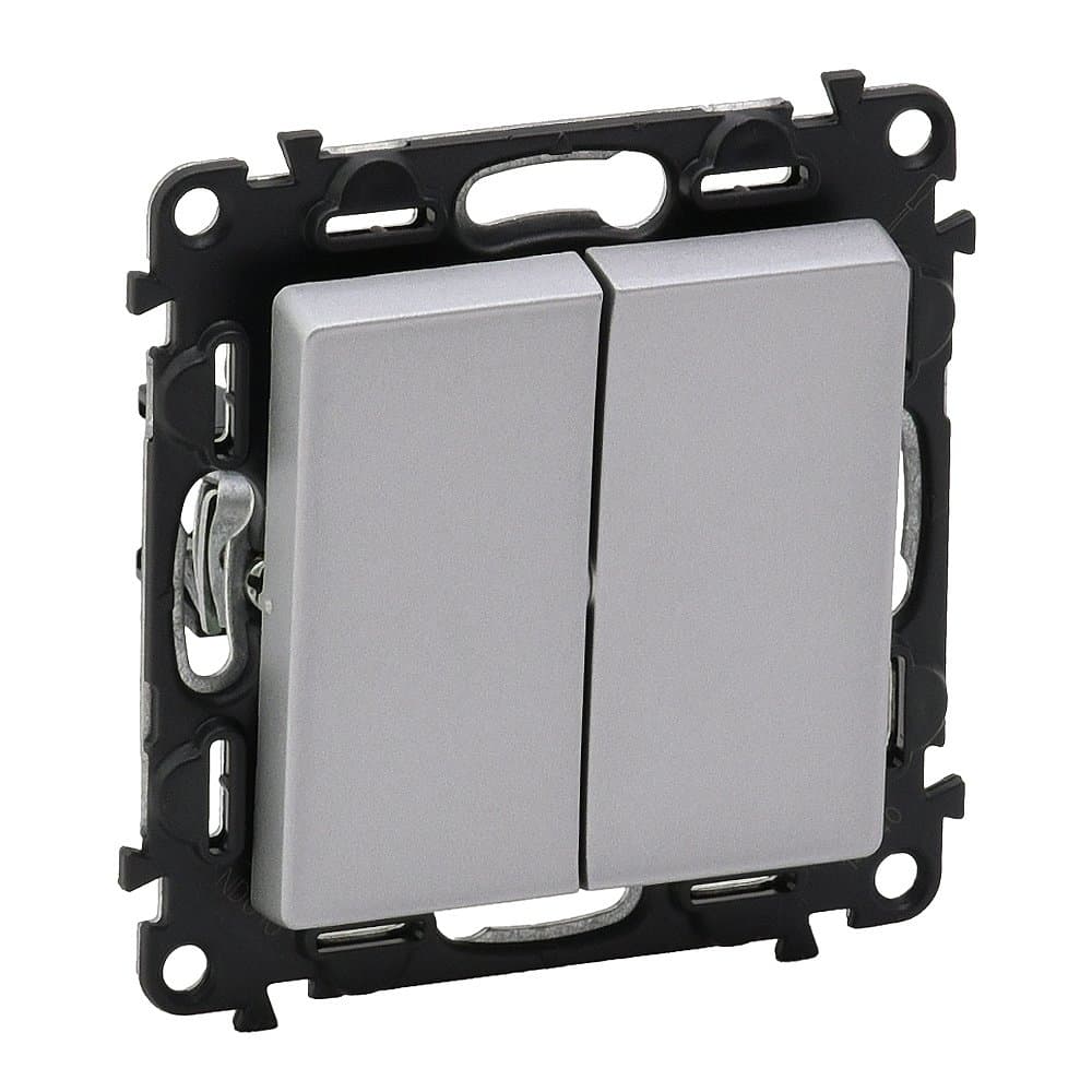 Legrand Valena LIFE DIY Алюм Переключатель 2-клавишный 10А 250В 752608 — миниатюра 1