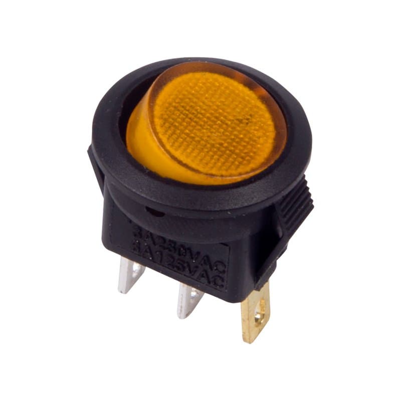 Выключатель клавишный круглый 250V 3А (3с) ON-OFF желтый с подсветкой Micro Rexant 36-2532