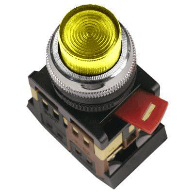IEK Кнопка ABLFP-22 желтый d22мм неон/240В 1з+1р — миниатюра 2