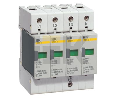 IEK KARAT Ограничитель имп. перенапр. ОПС1-C 4Р In=20kA Un=400B Im=40kA — миниатюра 2