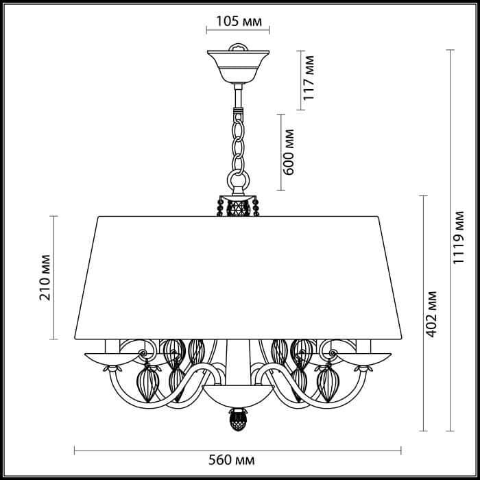 Odeon Light 3921/4 ODL18 358 бронза/ткань/стекло Люстра IP20 E14 4*40W 220V NIAGARA — миниатюра 3