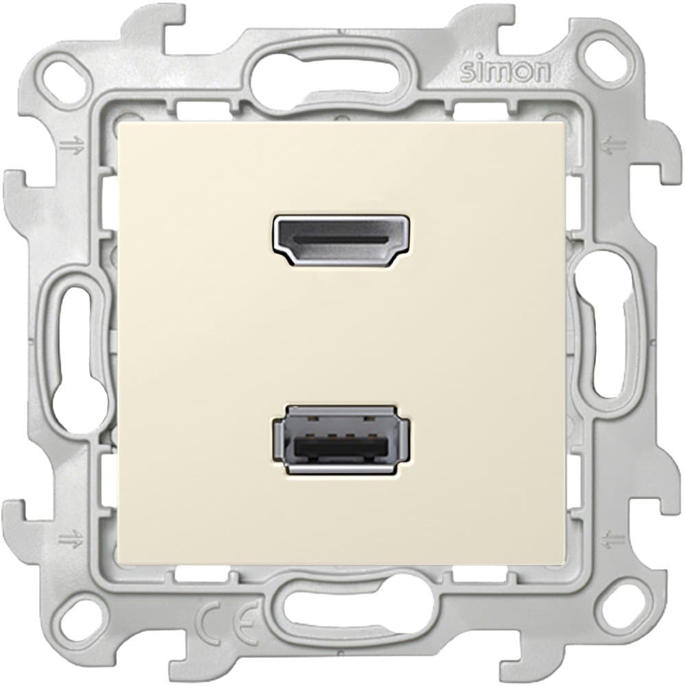 Simon 24 Слоновая кость Коннектор HDMI+USB 2.0 2411095-031 — миниатюра 2