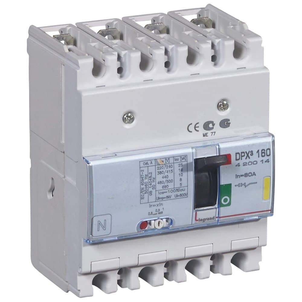 Legrand DPX3 160 Автоматический выключатель 4P 80А 16kA 420014 — миниатюра 1