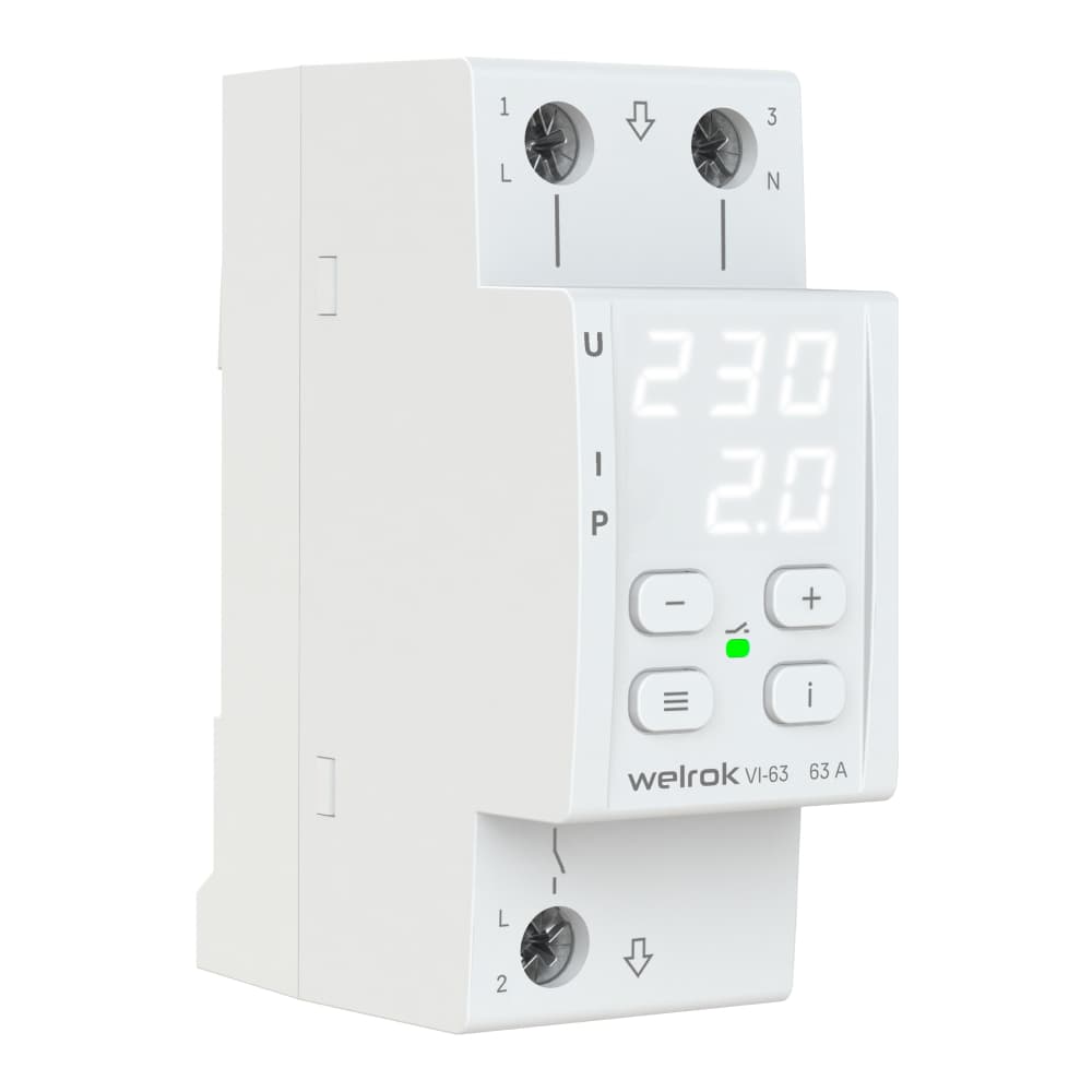 Welrok VI-63 Реле напряжения 63 А (max 80 A), 13 900 ВА — миниатюра 3
