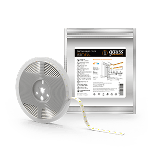Gauss Лента LED Elementary 2835 -SMD 4.8W 12V DC теплый белый IP66 (ZIP bag 5m) 356000105