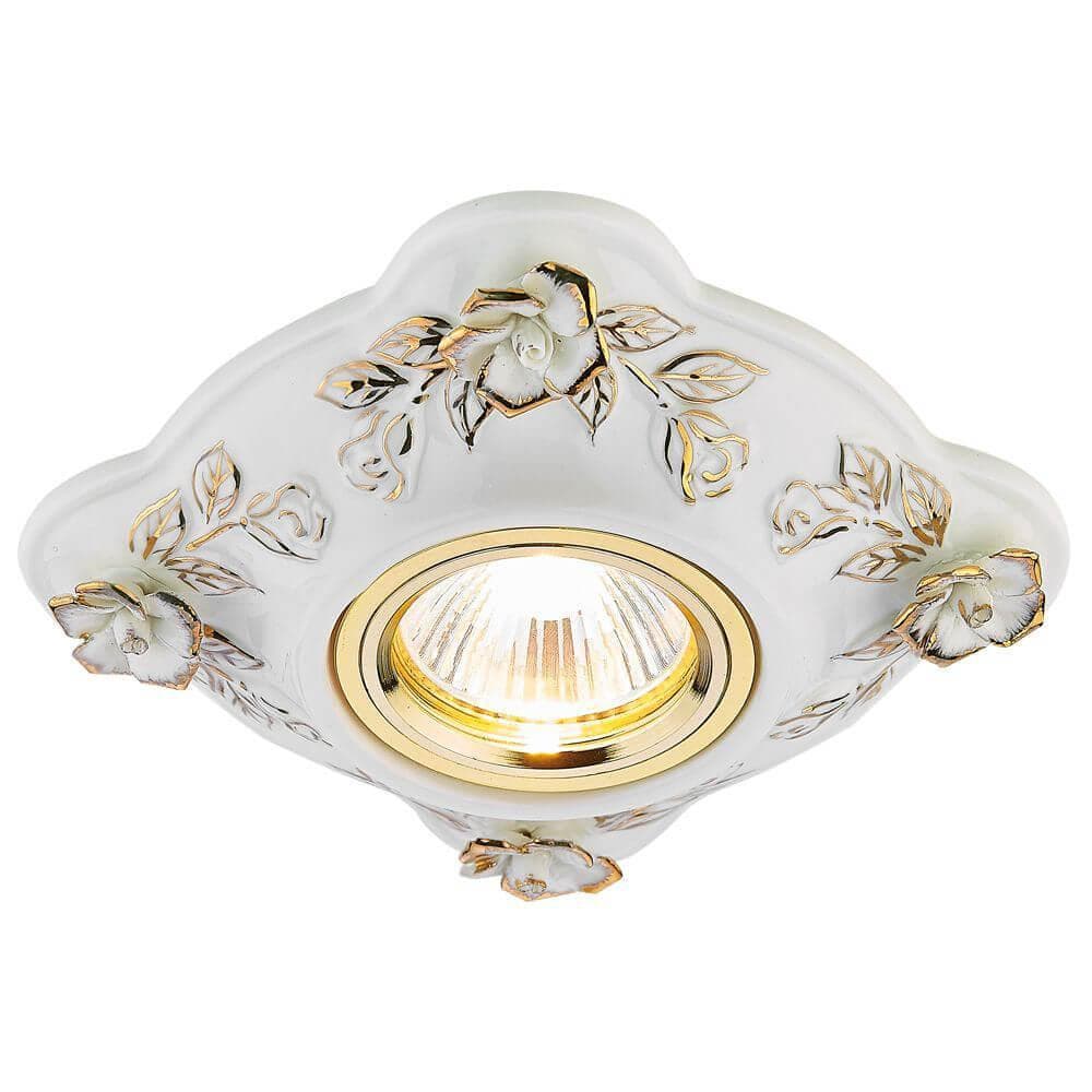 Ambrella Встраиваемый потолочный точечный светильник D5504 W/GD белый золото керамика — миниатюра 1