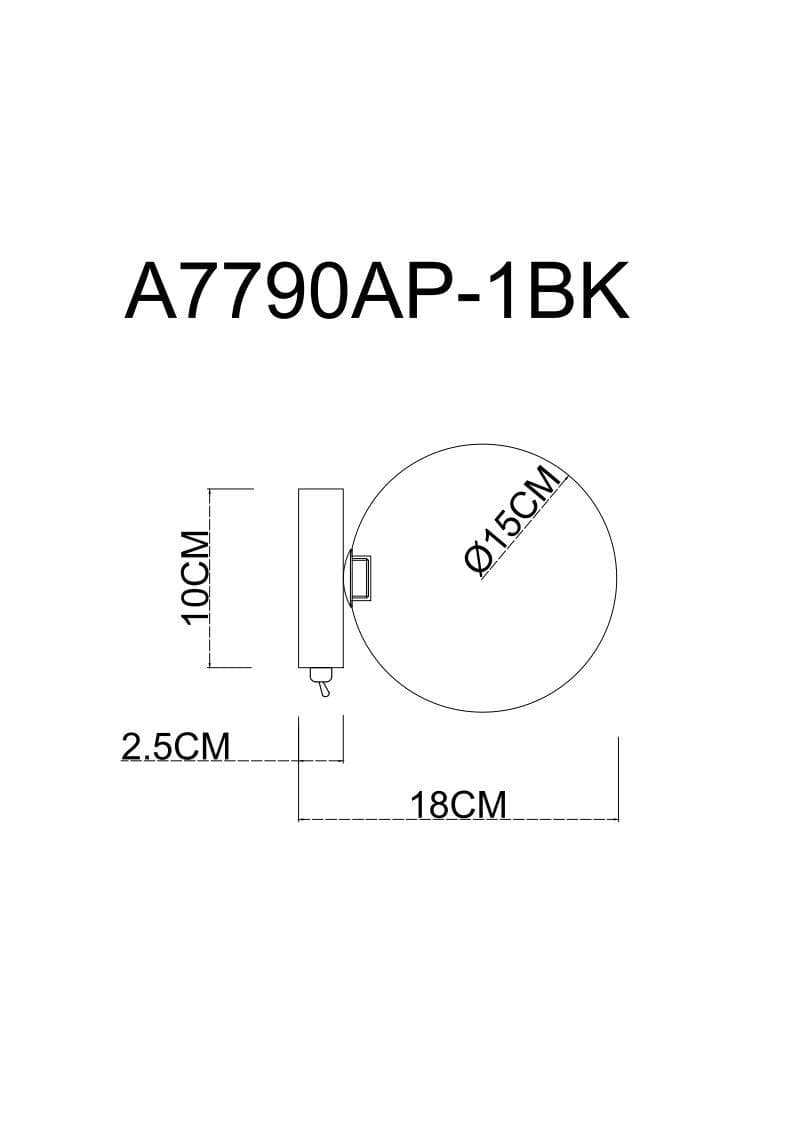 Arte Lamp A7790AP-1BK Бра с одним плафоном — миниатюра 4