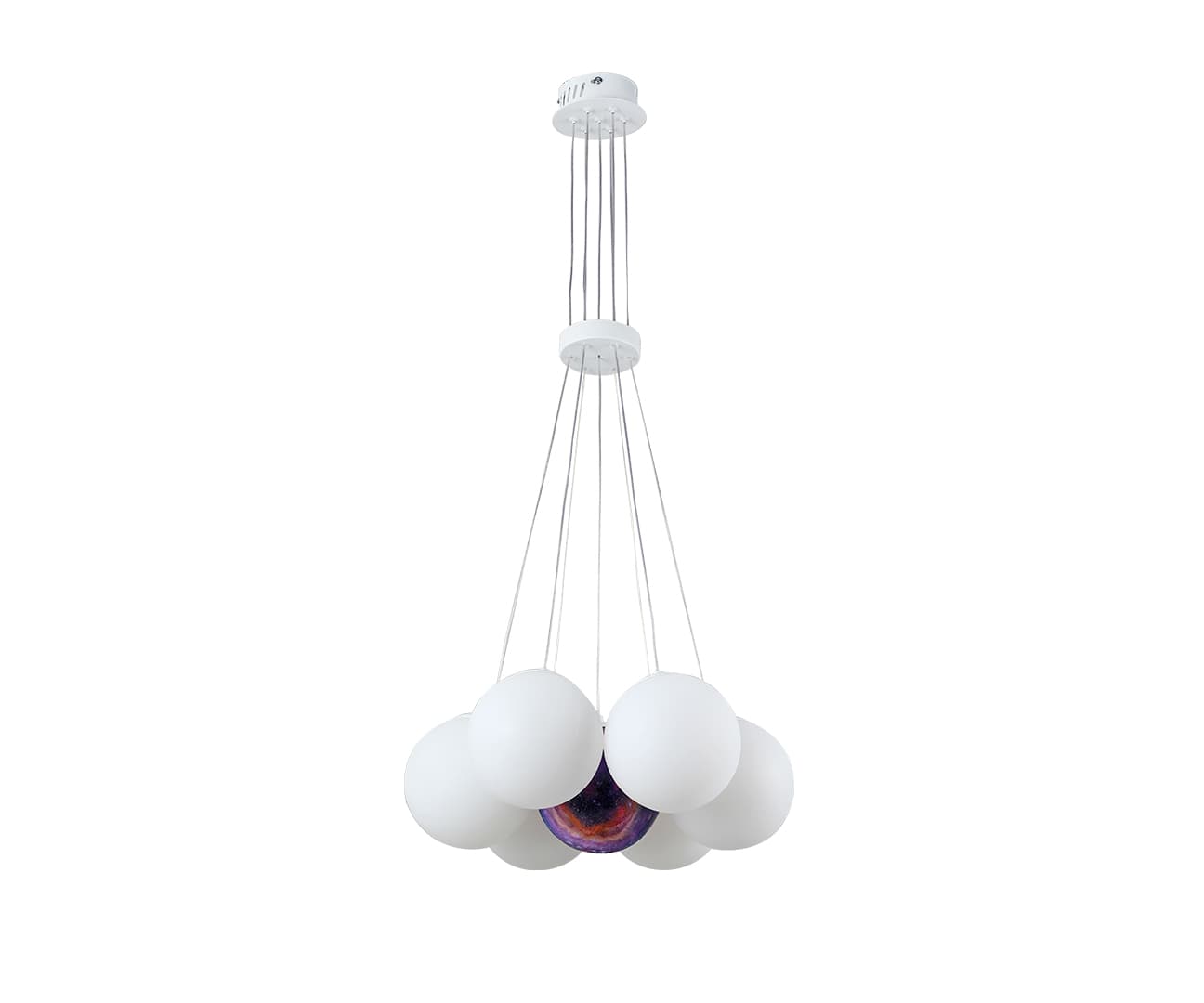 Kink Light 08475-7,01 Подвес Алди белый d45 h130 E27 7*5W (в комплекте 7 белых и 1 цветной плафон)