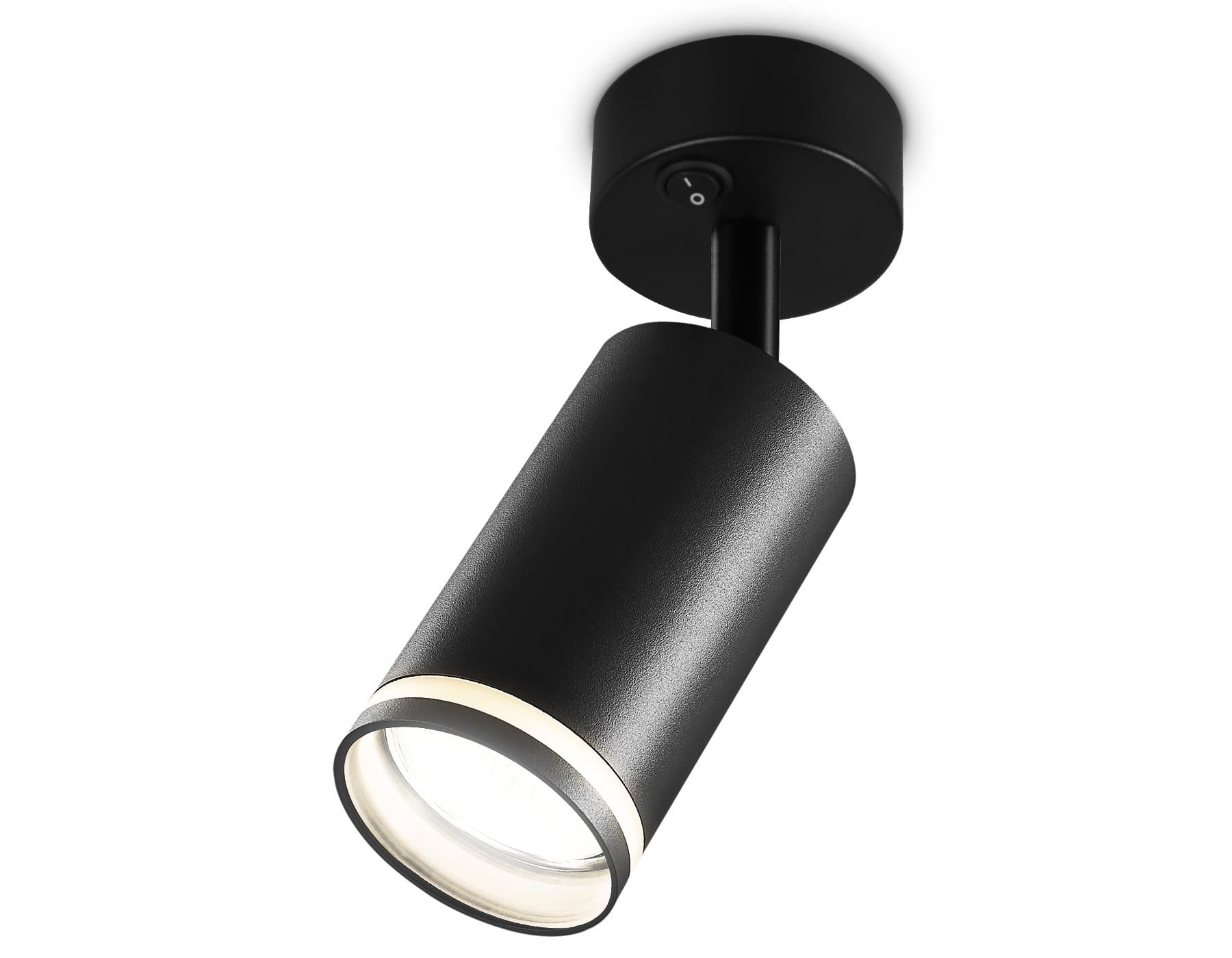 Ambrella Накладной спот с выключателем TA121 BK черный GU10 max 12W D70*164*D55