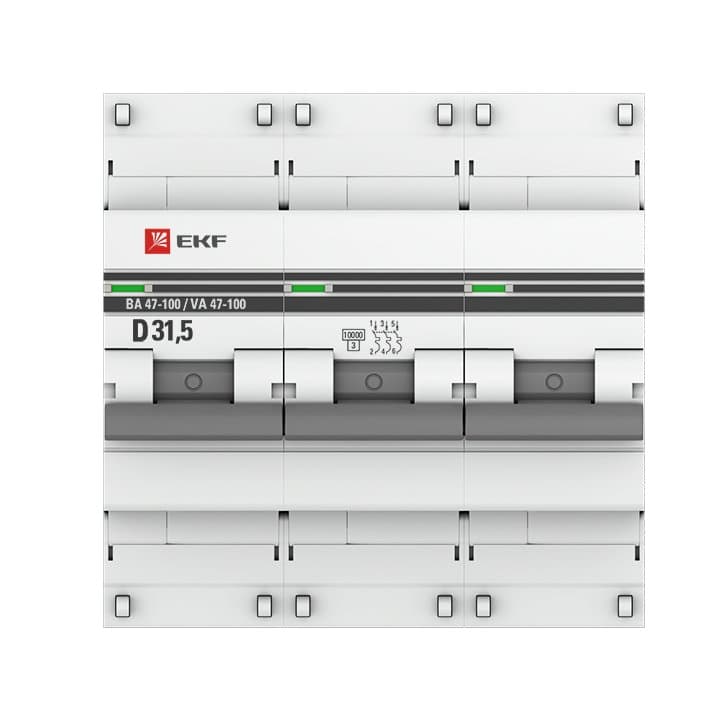 EKF PROxima ВА 47-100 Автоматический выключатель (D) 3P 31,5А 10kA mcb47100-3-31.5D-pro — миниатюра 2
