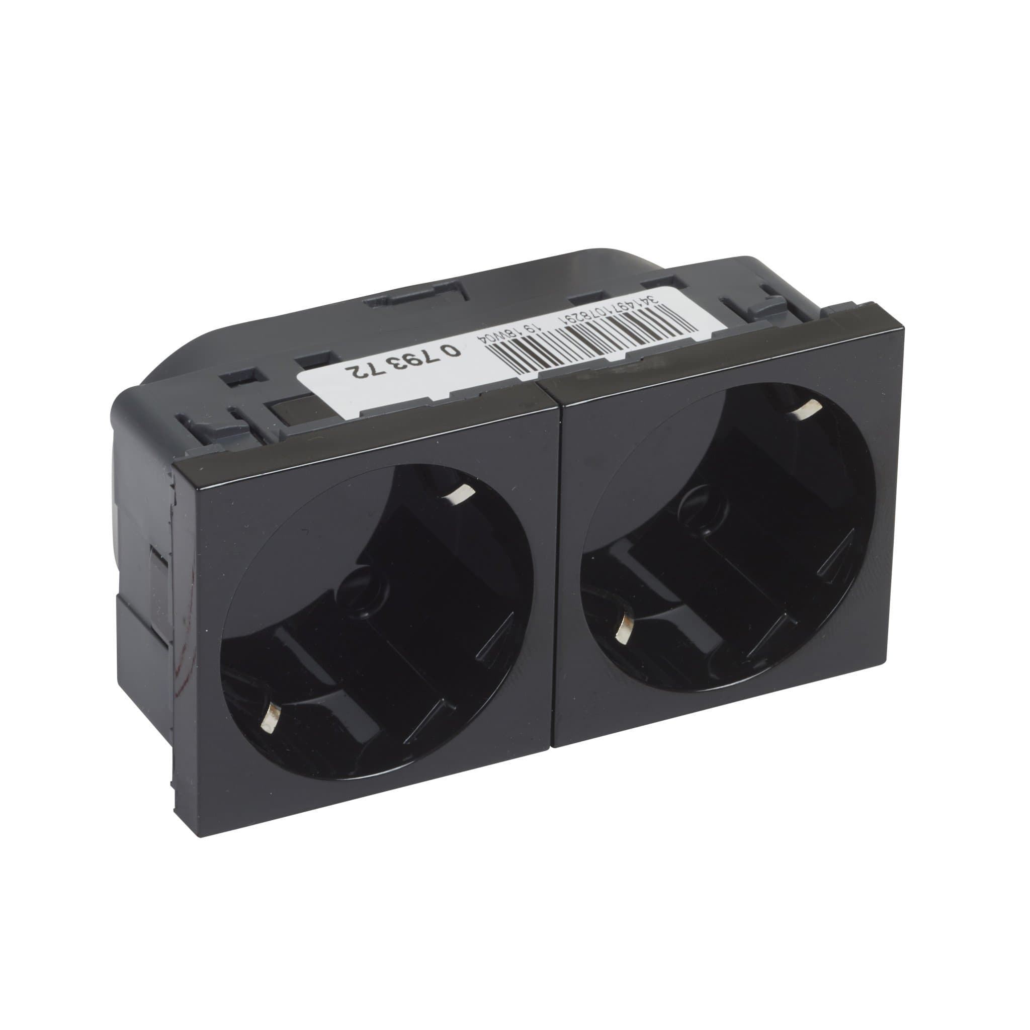 Legrand Mosaic Розетка 2 x 2К+3 под углом 45°, 4 модуля, черная 079372