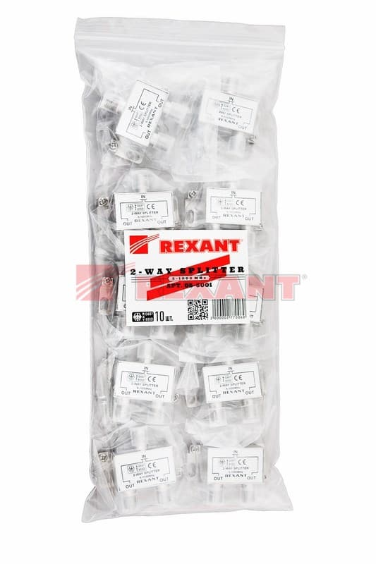 Делитель ТВ х 2 под F Разъем 5-1000 МГц Rexant 05-6001 — миниатюра 2