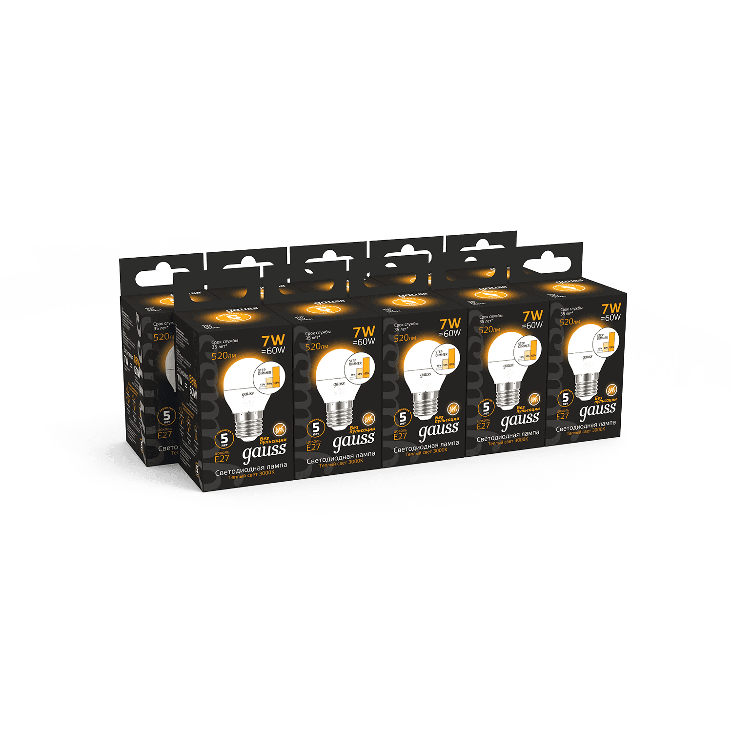 Gauss Лампа Шар 7W 520lm 3000K Е27 шаг. диммирование LED 105102107-S — миниатюра 7