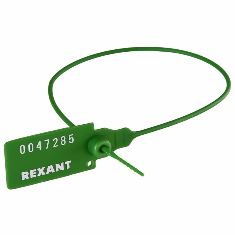 Пломба пластиковая, номерная, 320мм, зеленая Rexant 07-6133