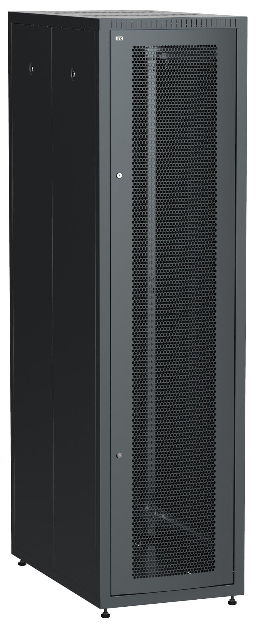 IEK LINEA E ITK Шкаф LINEA E 42U 600х1000мм двери 2шт перфорированные и металлические черные LE05-42U61-PM
