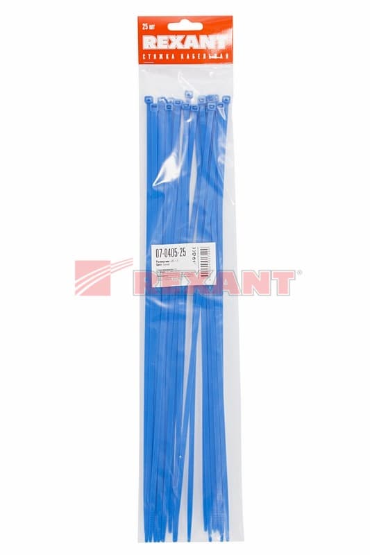 Хомут nylon 400 x 4,8 мм 25шт синий Rexant 07-0405-25 — миниатюра 2