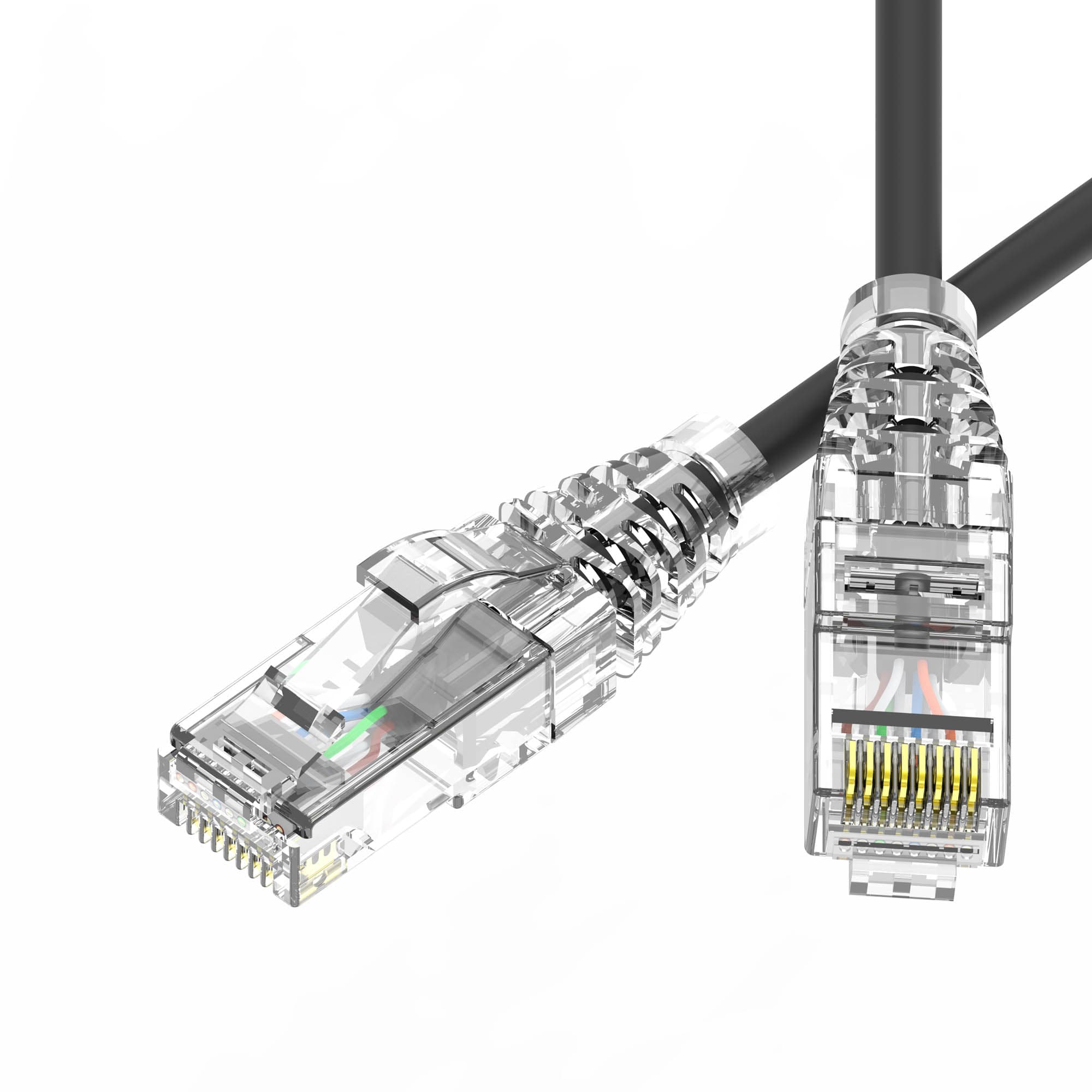 DKC Патч-корд неэкранированный SLIM CAT6 U/UTP 4х2, 28 AWG, LSZH, чёрный, 0,2м