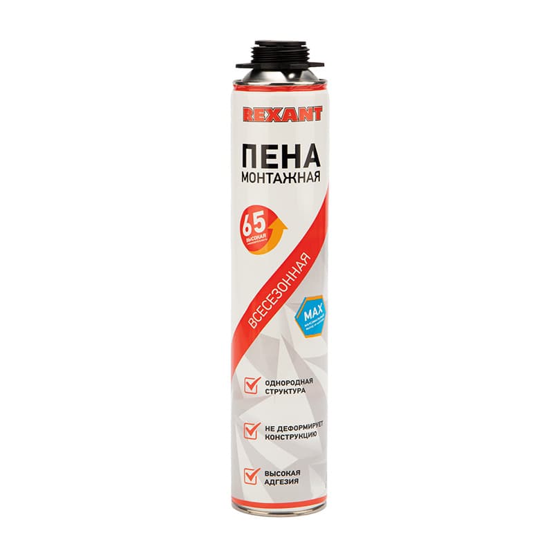 Пена монтажная всесезонная для пистолета 65 л max Rexant 89-0901