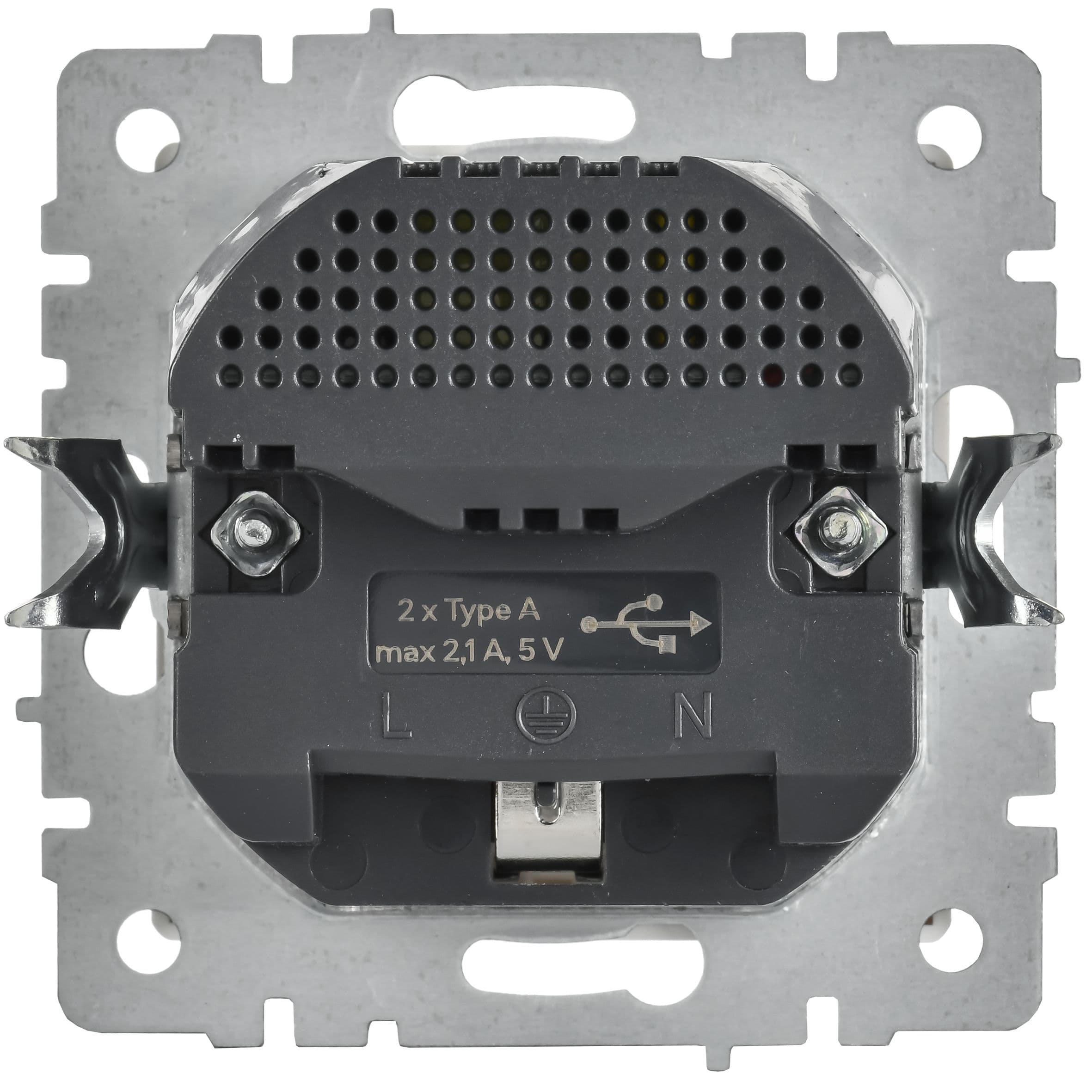 IEK BRITE Металл Хром/никель Роз. с з/к/ш 16А USB A+A 2,1А РЮш10-1-БрГН — миниатюра 3