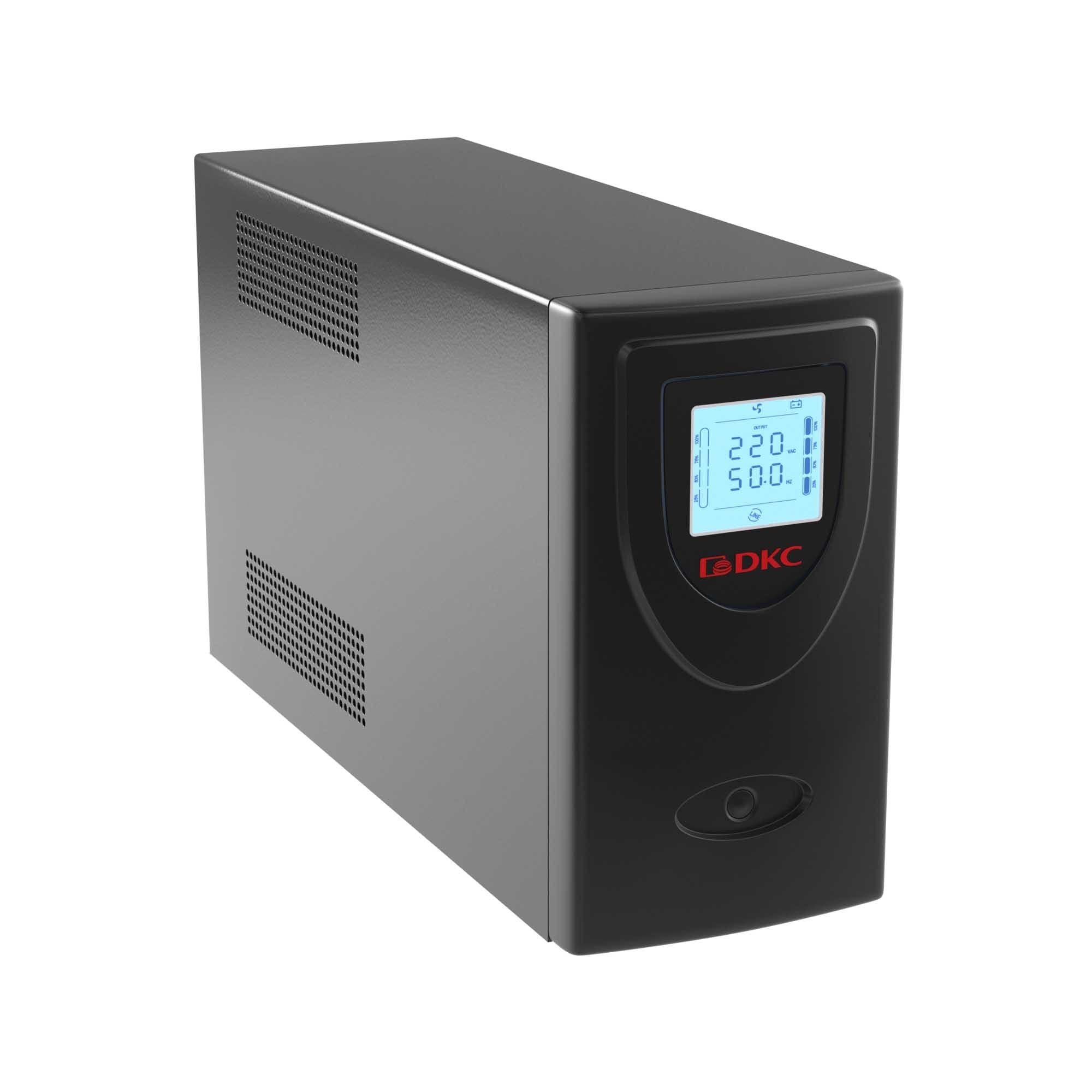 DKC Линейно-интерактивный ИБП ДКС серии Info LCD, 2000 ВА/1200 Вт, 1/1,2xIEC C13, 2xSchuko, USB + RJ45, LCD, 2x9Aч — миниатюра 2