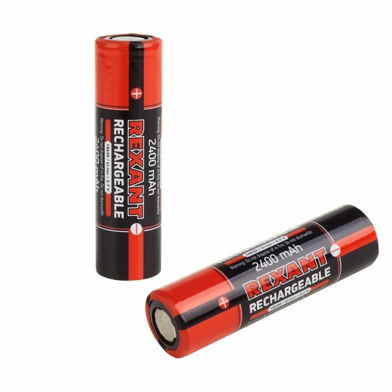 Аккумулятор 18650 unprotected Li-ion 2400 mAH 3.7 В 2 шт Блистер Rexant 30-2010-05