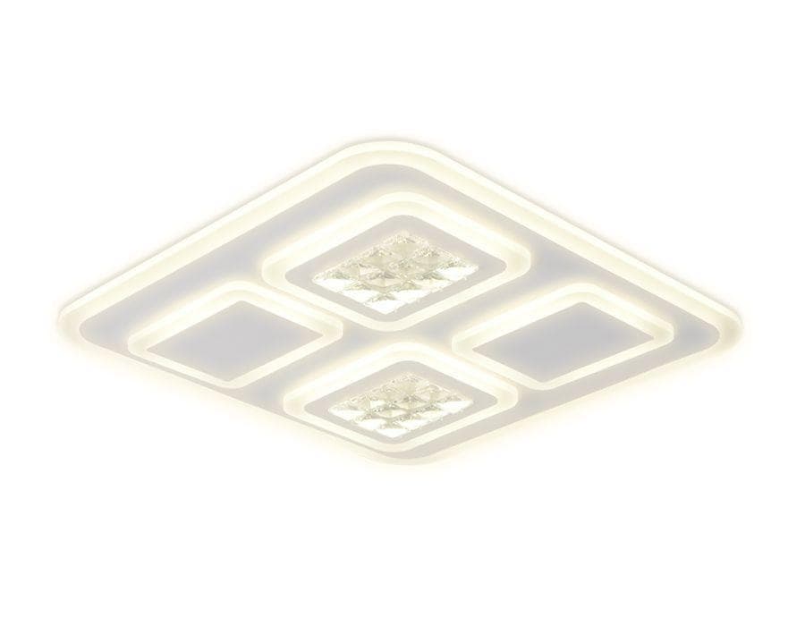 Ambrella Потолочный светодиодный светильник с хрусталем FA259 WH белый 118W 500*500*75 (ПДУ РАДИО 2.4) — миниатюра 1