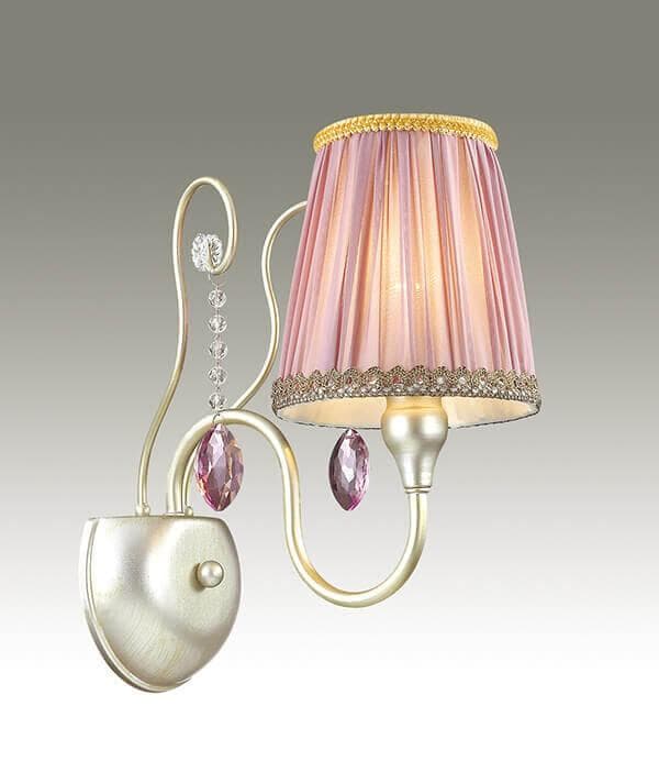 Odeon Light 3393/1W ODL17 537 мат.золото/серебр.патина/абажур ткань/хрусталь Бра E14 40W 2 — миниатюра 2