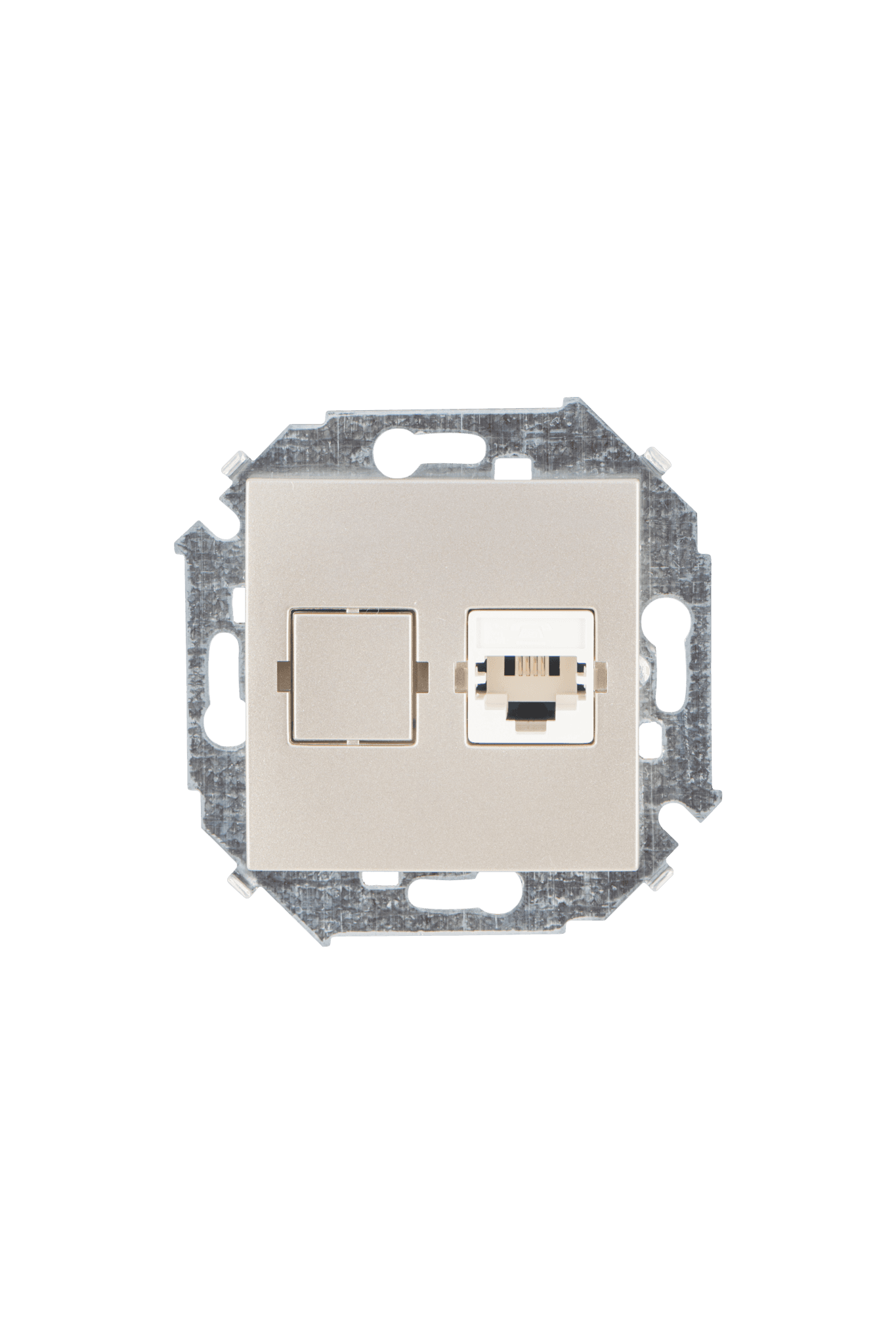 Simon 15 Шампань Розетка ТЛФ 1-ая RJ11, винт.зажим 1591480-034 — миниатюра 2