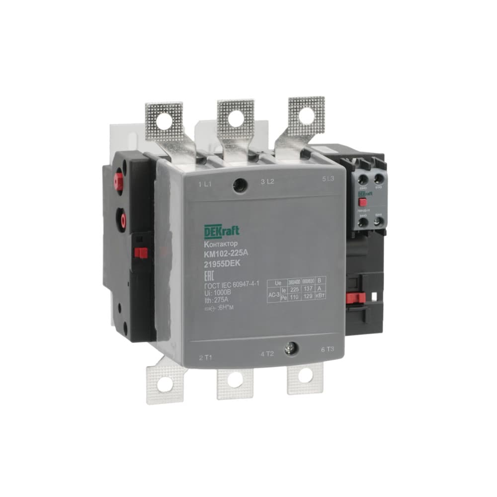 Dekraft Контактор 225А 220В_АС АС3_ АС4 1НО+1НЗ КМ-102