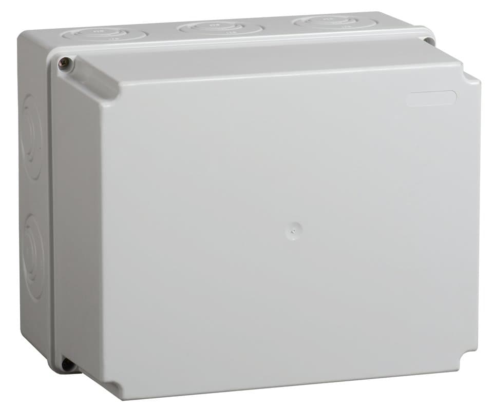 IEK Коробка КМ41273 распаячная для о/п 240х195х165 мм IP44 (RAL7035, кабельные вводы 5 шт)