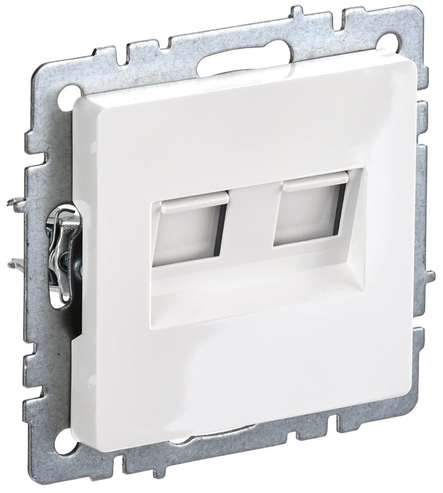 IEK BRITE BASE Белый Розетка комп двойная кат.5E RJ45 РК10-2-БрБ