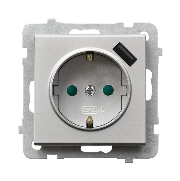 Ospel Sonata Cеребро Розетка 1-я с/з Schuko + USB-зарядное устройство GP-1RSPUSB/m/38
