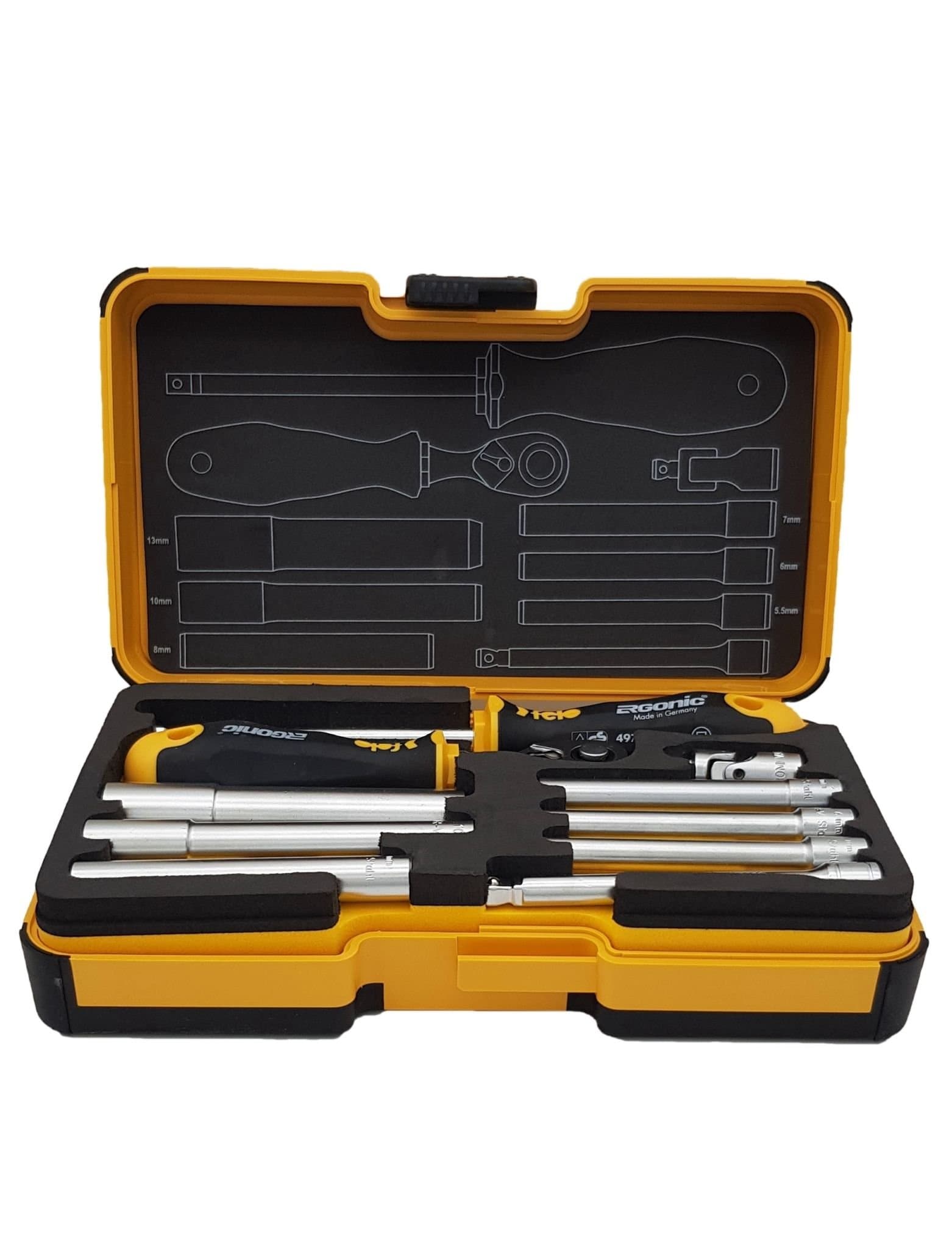 Felo Набор стержней M-TEC с трещоткой и отверткой 1/4" ERGONIC в кейсе, 10 шт 05781006 — миниатюра 3