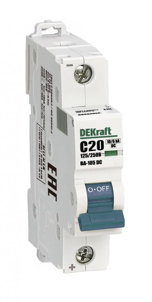 Dekraft Автоматический выключатель 1P 20A х-ка C 250В DC ВА-105 13380DEK