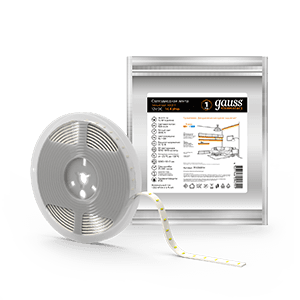 Gauss Лента LED Elementary 5050 -SMD 14.4W 12V DC теплый белый IP20 (ZIP Bag 5м) 355000114