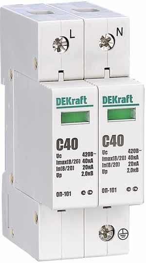 Dekraft Ограничитель перенапряжений 1P+N 40кА класс C 440В — миниатюра 3