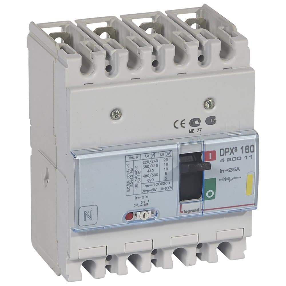 Legrand DPX3 160 Автоматический выключатель 4P 25А 16kA 420011 — миниатюра 1