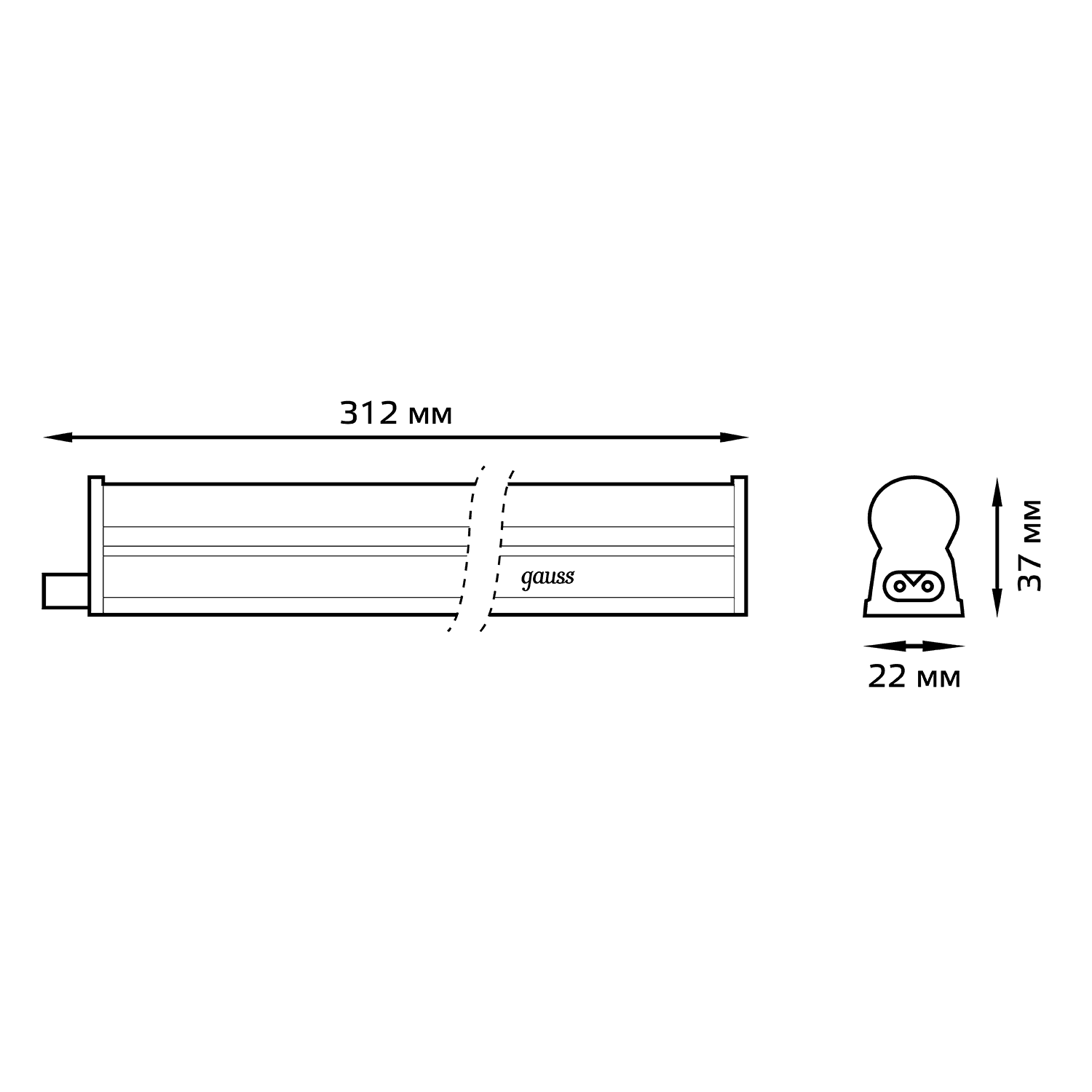 Gauss Светильник TL линейный 5W 400lm 3000K IP20 312х22х37 (к.п. 1м, Коннект2шт, креп 1шт) LED 5 130511105 — миниатюра 2
