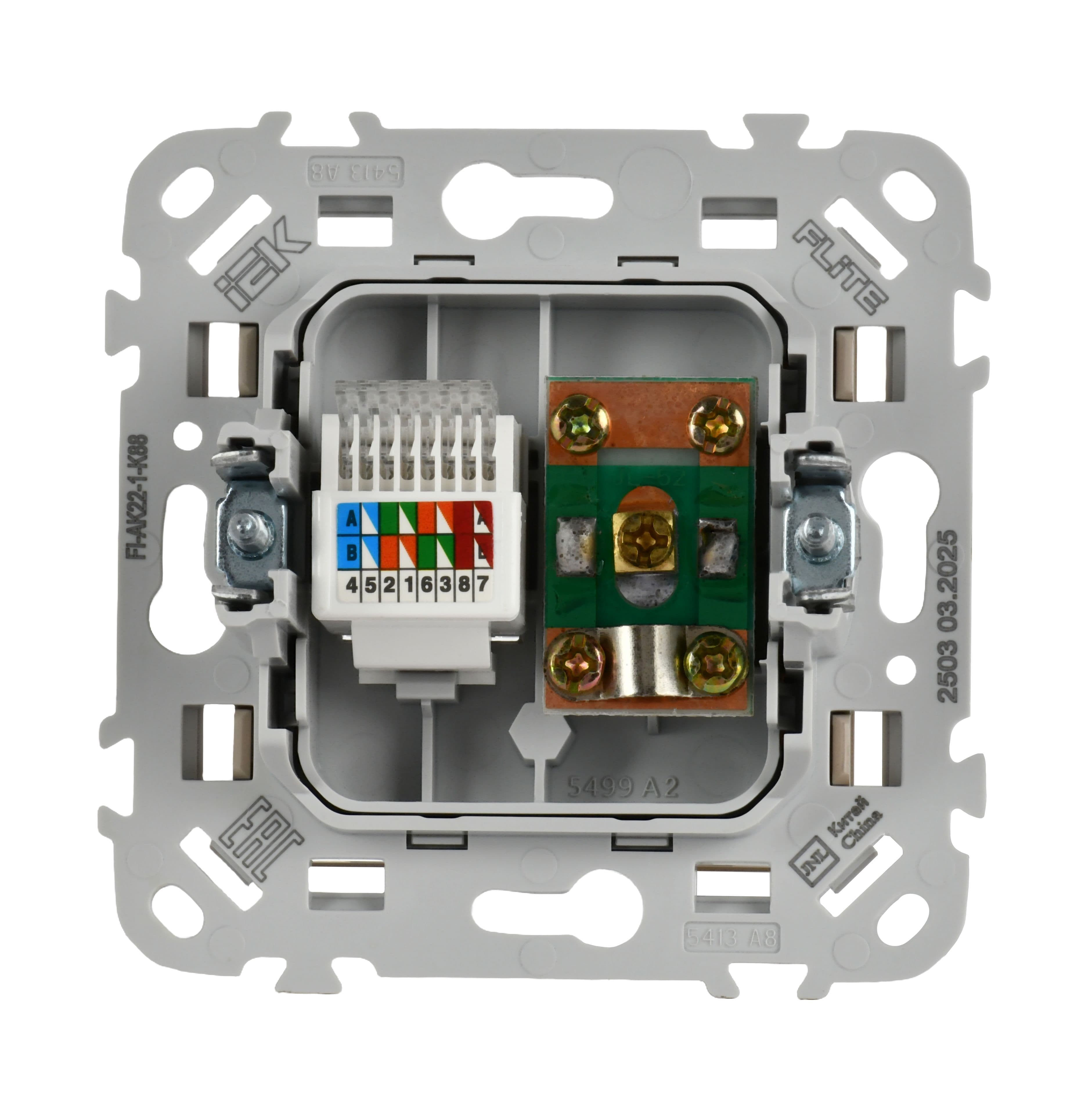 IEK FLITE Льняной Розетка 2-местная RJ45/TV категория 5Е UTP — миниатюра 3