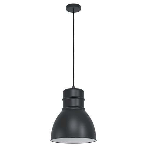 Eglo EBURY Подвесной потолочный светильник (люстра) EBURY, 1Х60W, E27, H1100, Ø380, сталь, черный/белый 43621