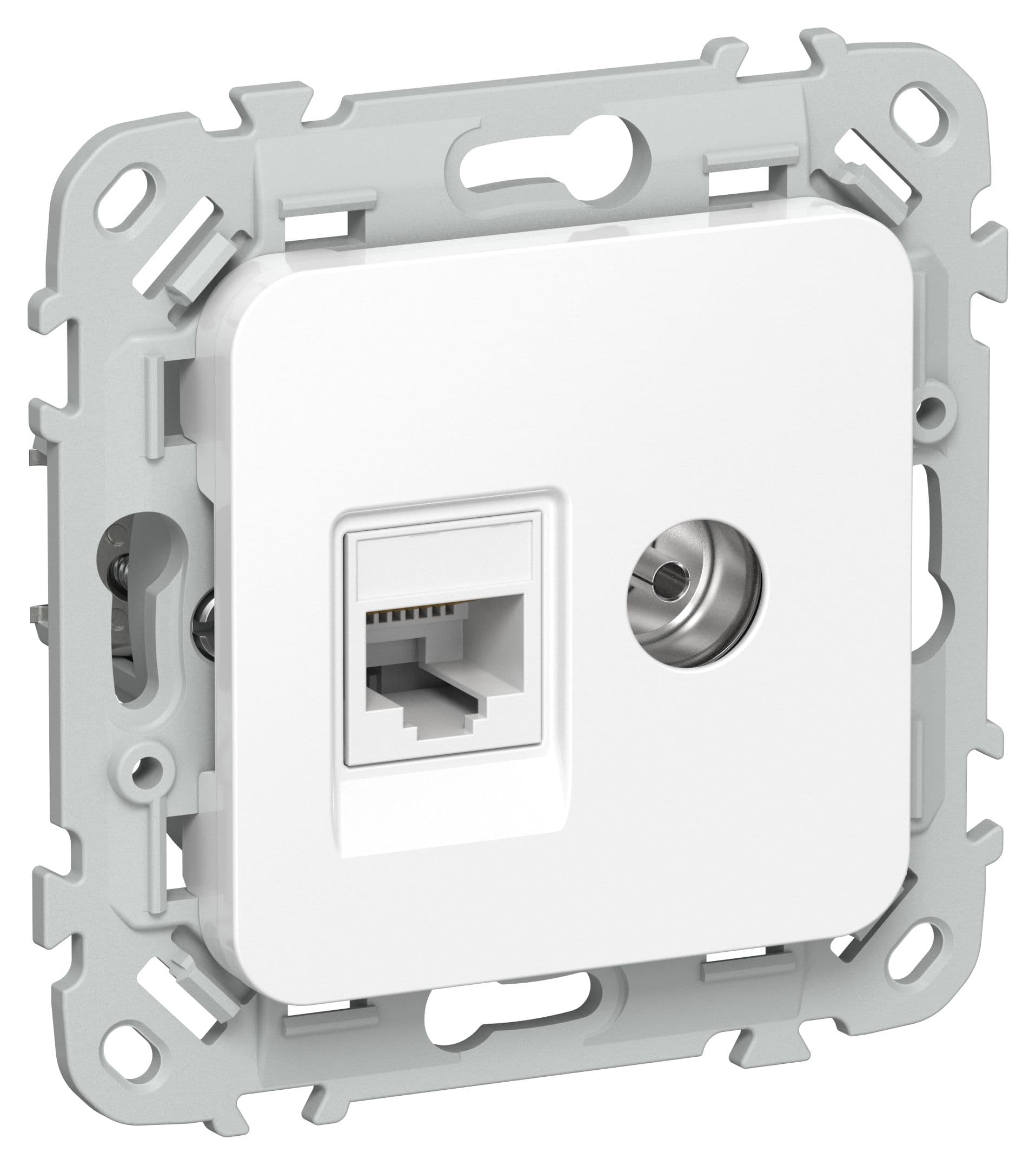 IEK FLITE Белый Розетка 2-местная RJ45/TV категория 5Е UTP