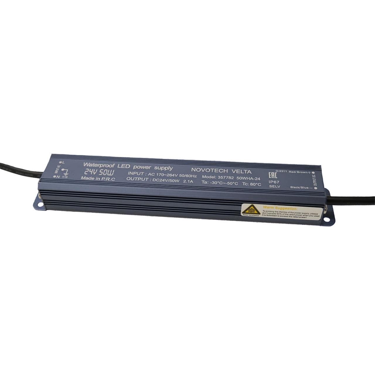 Novotech 357782 VELTA Блок питания влагозащищенный IP67 50W 2.5A вход. напряжение 170-264V / выход 24V (от 5 до 10 св-в линий INGRO и WALD)