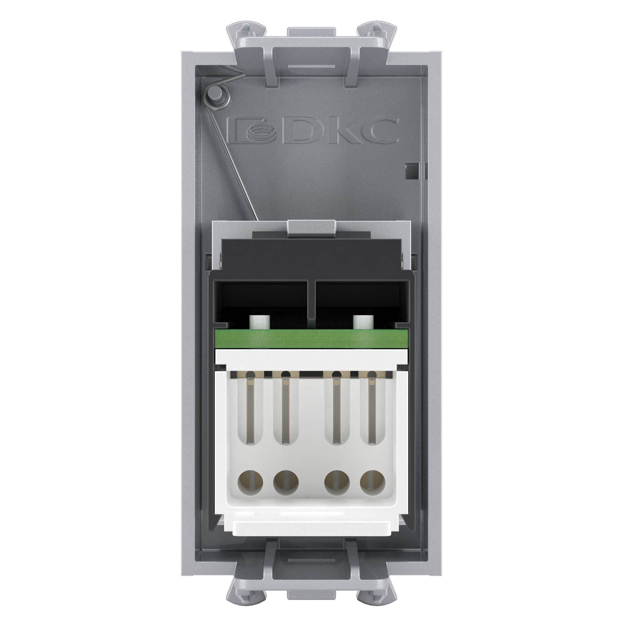 DKC Компьютерная розетка RJ-45 модульная, кат.6А, "Avanti", "Закаленная сталь", 1 модуль — миниатюра 3