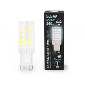Gauss Лампа G9 AC185-265V 5,5W 560lm 4100K керамика LED 107009206