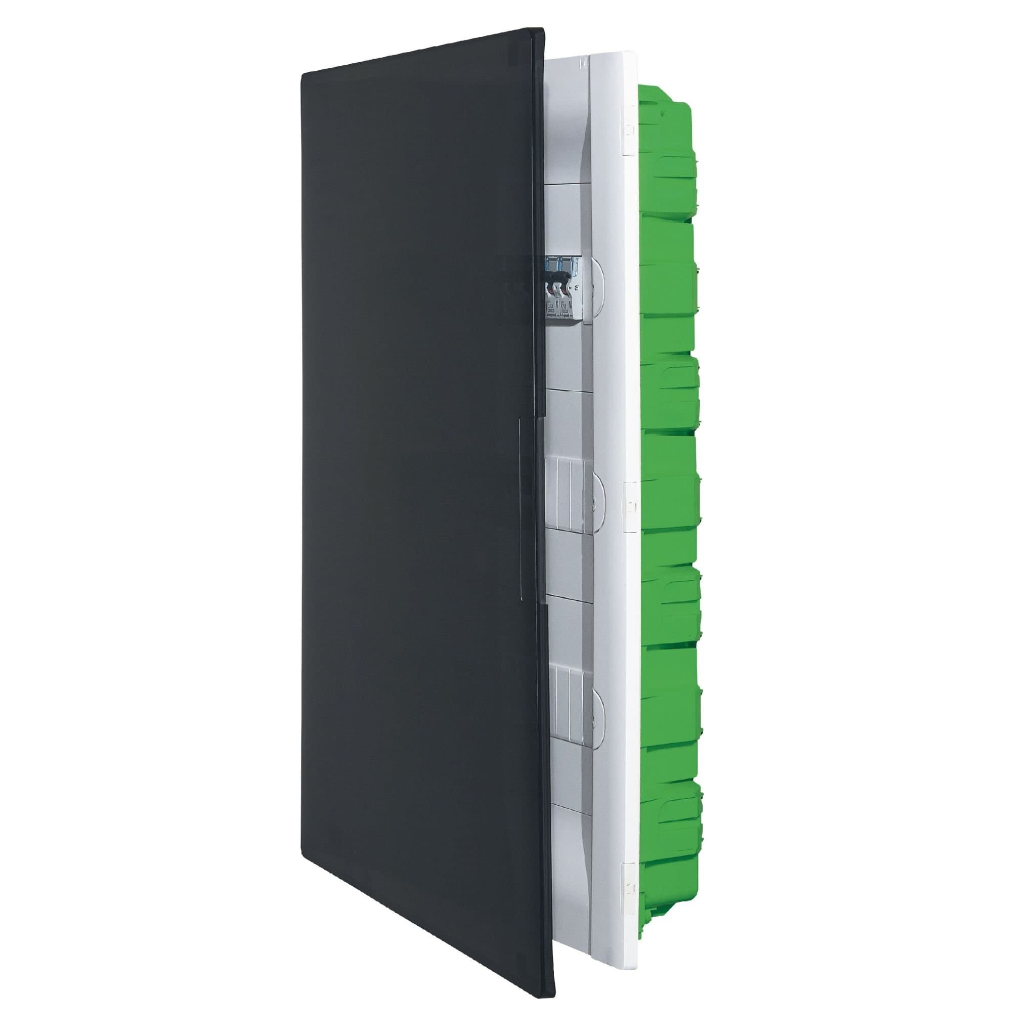 Legrand Practibox Распределительный бокс скрытого монтажа IP40 IK07 3 рейки 54М с клеммиком заземления прозрачная дверь 401708 — миниатюра 3
