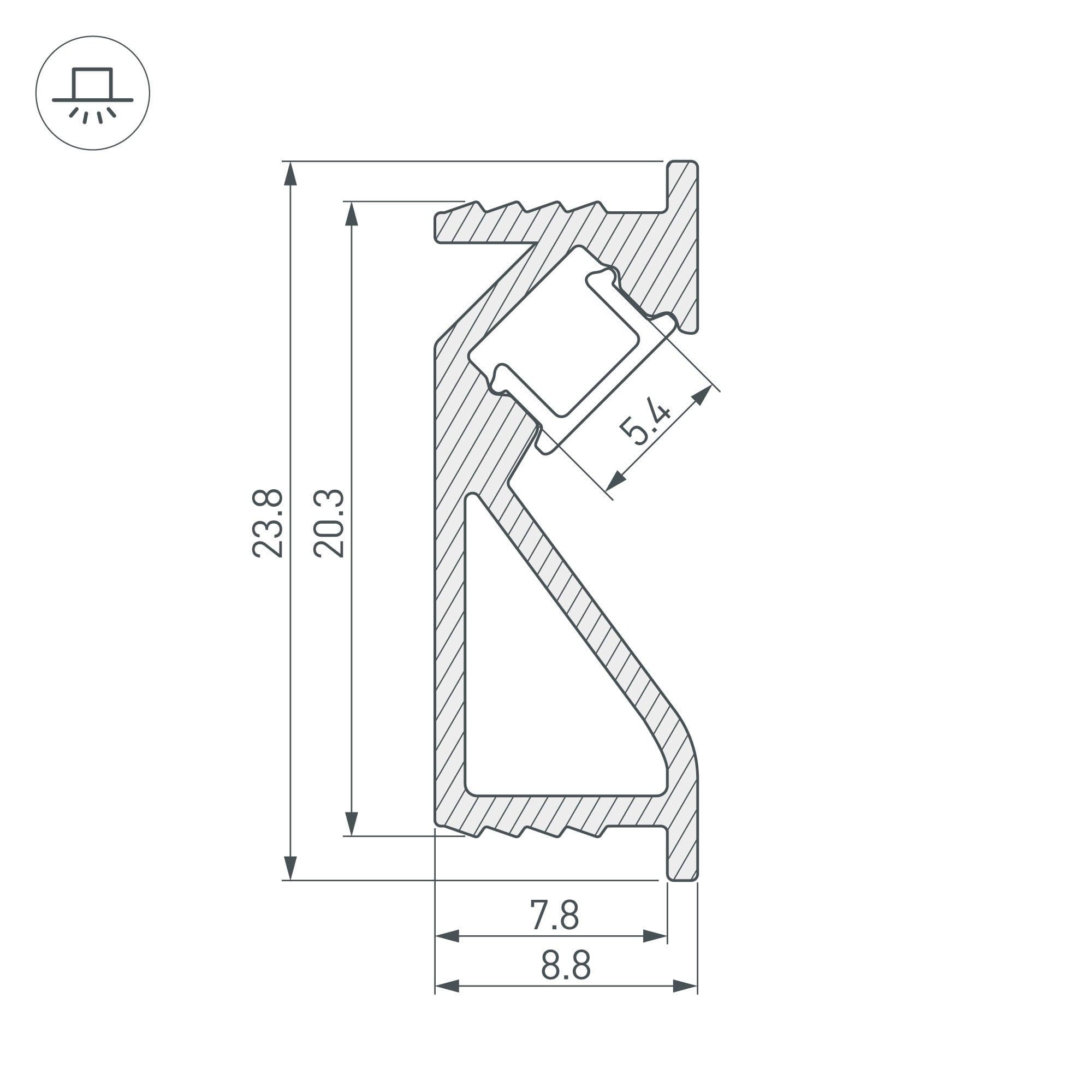 Arlight Профиль SL-BEVEL-2000 ANOD (Алюминий) 031120(1) — миниатюра 2