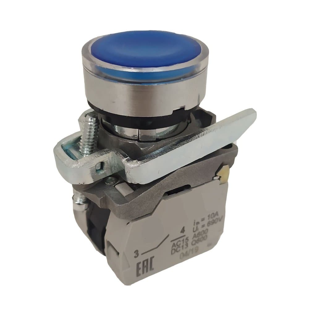 КЭАЗ Кнопка КМЕ4611мЛС-24В-синий-1но+1нз-цилиндр-индикатор-IP65