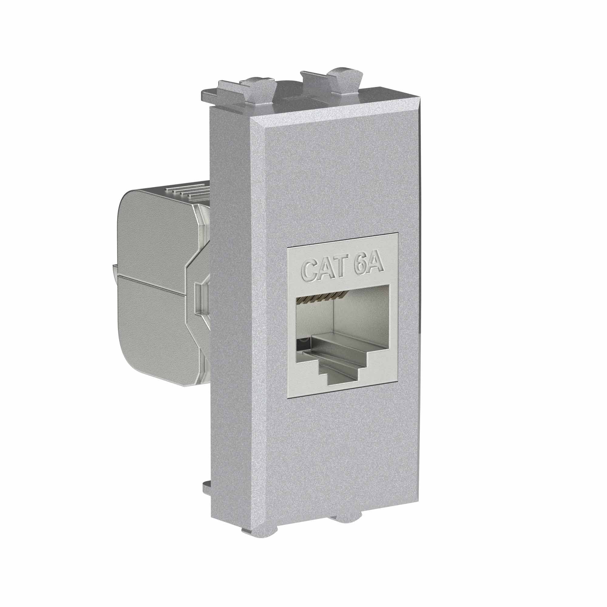 DKC Компьютерная розетка RJ-45 без шторки модульная, кат.6А экранированная, "Avanti", "Закаленная сталь", 1 модуль — миниатюра 2