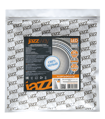 Jazzway Лента PLS 2835/120-12V - W IP65 5m (белый свет) .2859099 — миниатюра 3