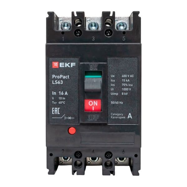 EKF Выключатель автоматический в литом корпусе ProPact LS63 16А 3P 15кА — миниатюра 2